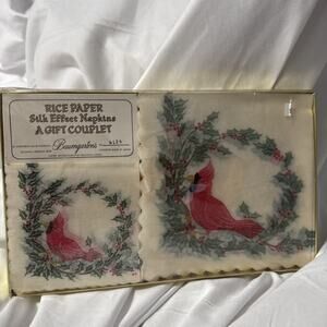 Baumgarten Napkins Japan Rice Paper Christmas Cardinals Gift Set 60 Vintage